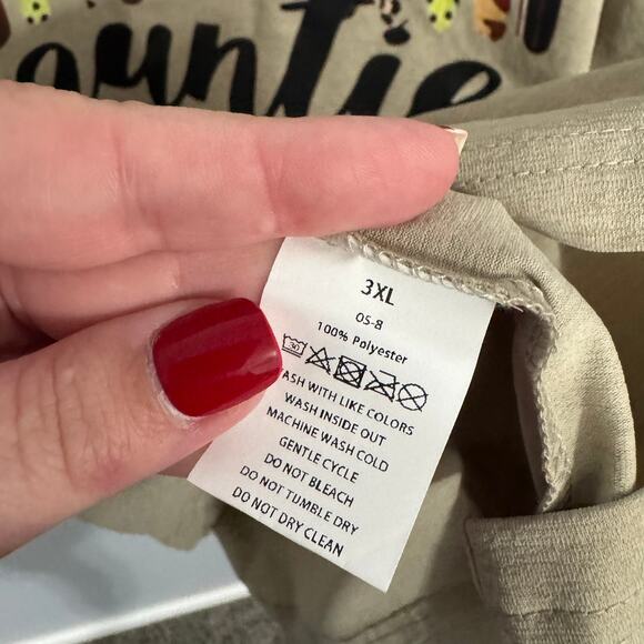 NEW Tonfent Auntie Aunt Short Sleeve Tee Shirt Plus Size 3XL Light Tan w/ Camo - Picture 4 of 6